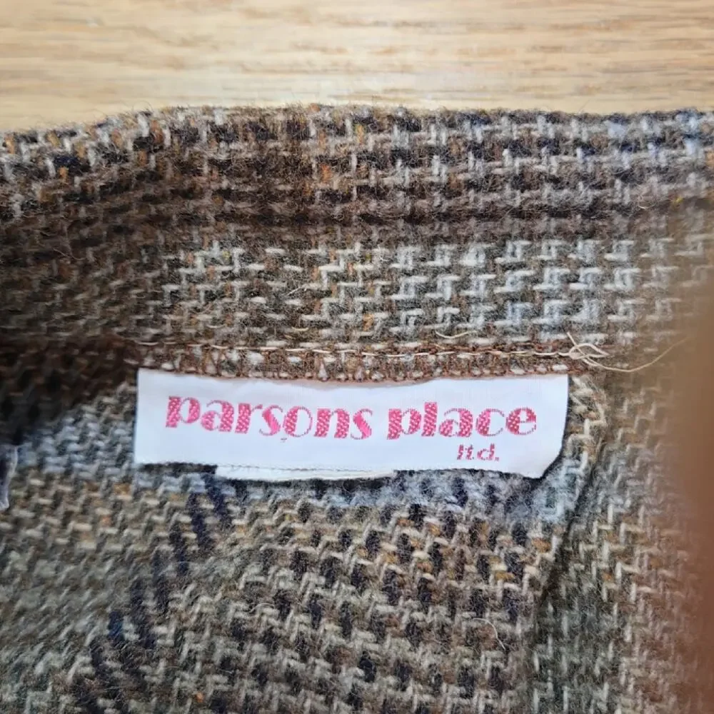 Vintage Parsons Place Wool Blend Plaid Wrap Skirt Fringe Hem size 12